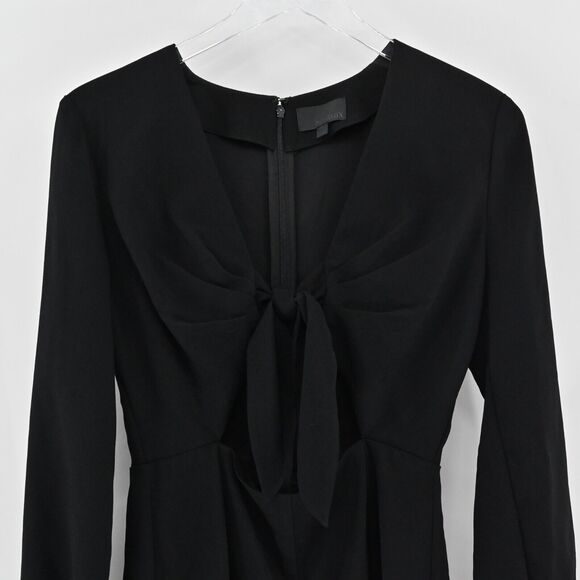 INTERMIX Romper Womens Size Medium Black Tie Front Cut Out Long Sleeve Goth Punk - Picture 3 of 16